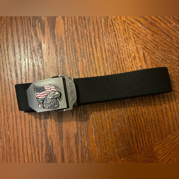 🇺🇸Men’s Silver Eagle & Red White & Blue Flag U.S.A. Buckle Nylon Belt! - Picture 8 of 13